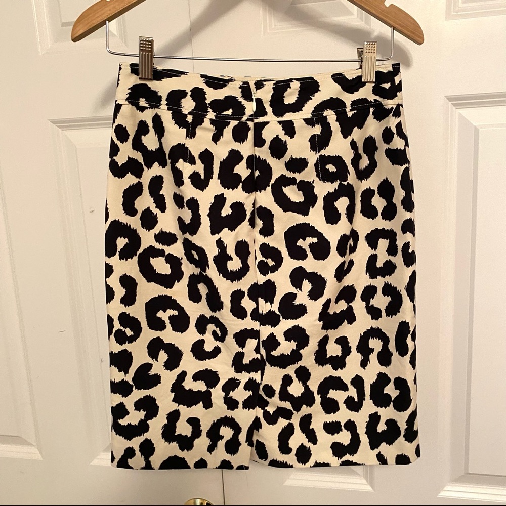 Loft Animal Print Straight Skirt Cotton Silk Blend - Picture 2 of 5